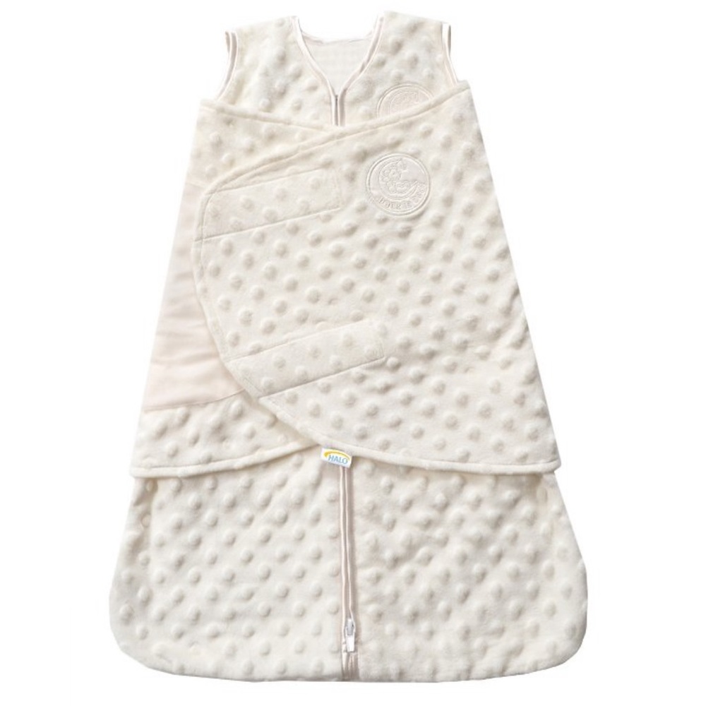 HALO sleepsack swaddle wrap plushy polka dot in cream
